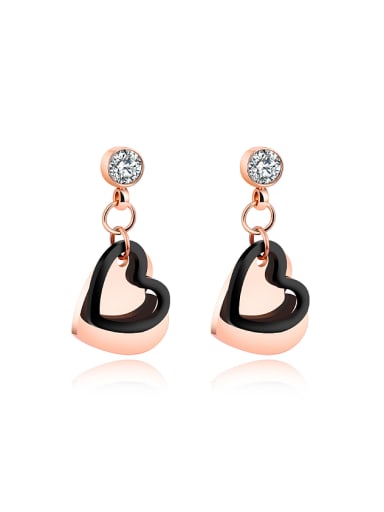 Fashion Rhinestones Heart-shaped Titanium Earrings