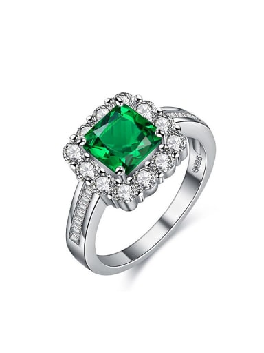 Fashion Square Green Zircon Copper Ring
