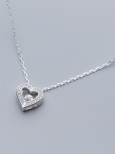 925 Sterling Silver With Silver Plated Fashion Heart Necklaces
