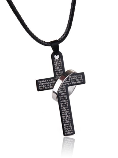 Stainless Steel With Black Gun Plated Classic Cross Necklaces