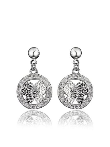 Exquisite Butterfly Shaped Platinum Plated Drop Earrings