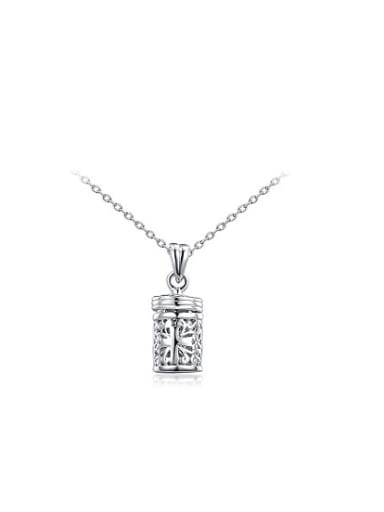 Exquisite Hollow Barrel Shaped Platinum Plated Necklace