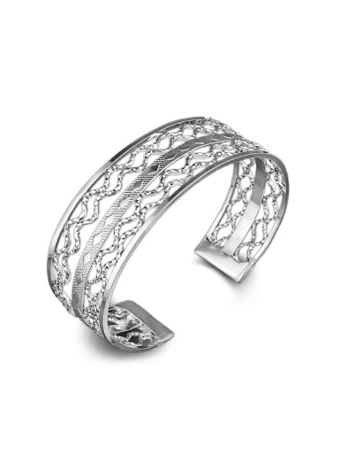 Fashion Hollow Silver Plated Copper Opening Bangle