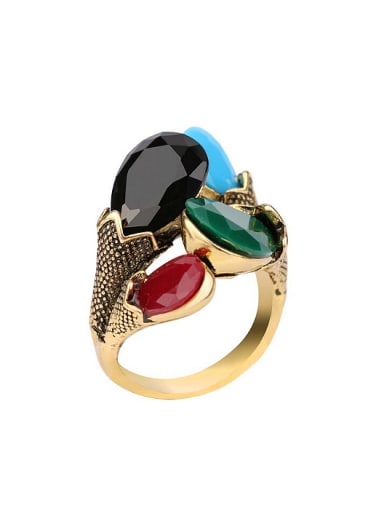 Retro style Colorful Resin Stones Alloy Ring