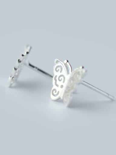 S925 Sillver Hollow Retro Butterfly Pattern Stud cuff earring