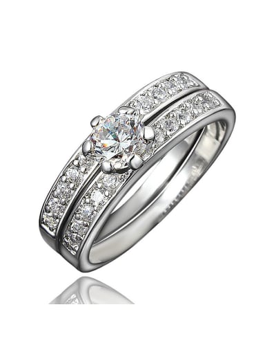 Delicate 18K Platinum Plated Round 4A Zircon Ring Set