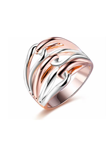 Exaggeration Double Color Geometric Shaped Ring