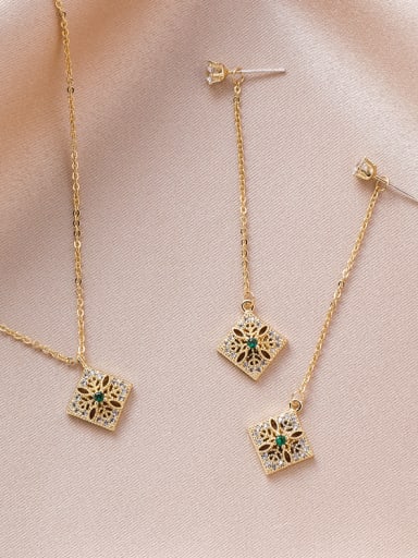 Alloy With Gold Plated Simplistic Square Cubic Zirconia Necklaces
