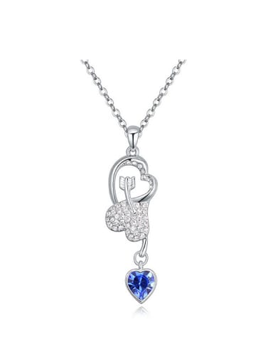 Fashion Shiny austrian Crystals Heart Pendant Alloy Necklace