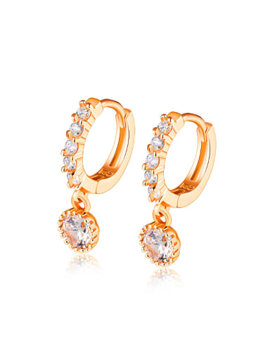 White Zircon Champagne Gold Plated Earrings