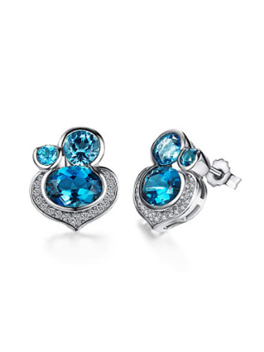 Fashion Sapphire Gemstones Heart-shaped stud Earring