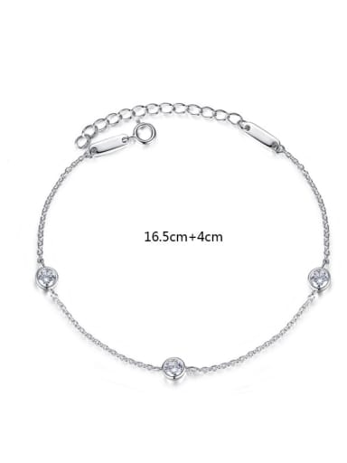 925 Sterling Silver With Platinum Plated Delicate Chain Bracelets
