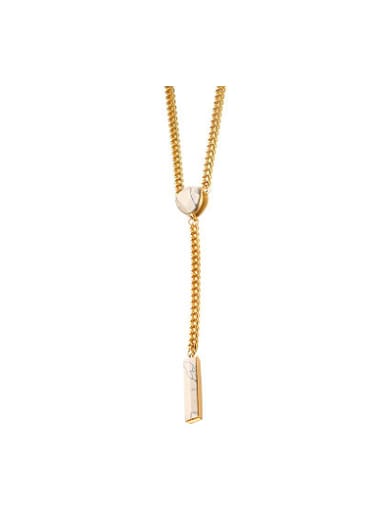 Elegant Gold Plated  White Stone Alloy Sweater Chain