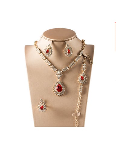 custom 2018 Artificial Crystal Colorfast Four Pieces Jewelry Set