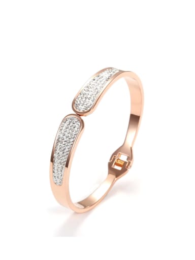 Europe And The United States Titanium Female  Rose Gold Zircon Opening Bracelet