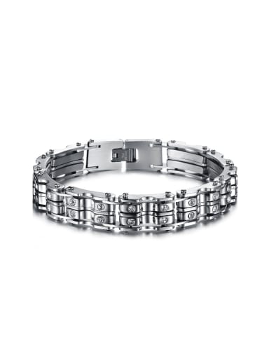 Personalized Cubic Rhinestones Titanium Bracelet