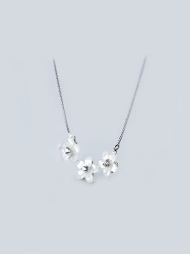 S925 Silver Natural Shell Flower zircon Necklace
