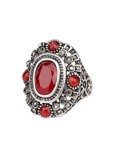 Classical Retro style Ruby Resin stone Alloy Ring