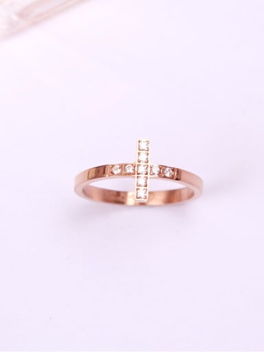 Korean Style Rhinestones Cross Ring