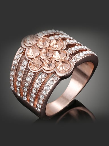 Fashion Rose Gold Plated Cubic Rhinestones-covered Alloy Ring