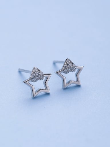 925 Silver Charming Star Zircon stud Earring