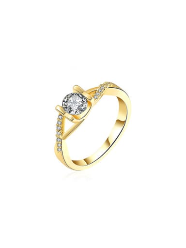 Luxury Gold Plated Zircon Copper Ring