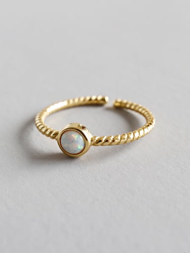 Pure silver opal gold free size ring