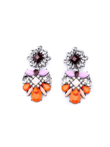 Fashion Artificial stones Flower Alloy drop earring