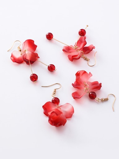 Alloy With Rose Gold Plated Fashion Colorful multi-layered petals Hook Earrings