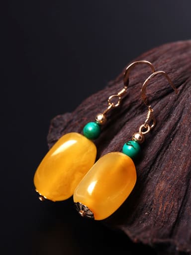 Natural  Yellow Beeswax Hook Earrings