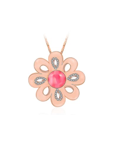 Creative Flower Shaped Opal Stone Women Necklace
