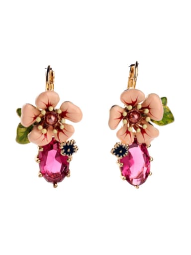 Fashion Flower Color Stone Alloy Chandelier earring