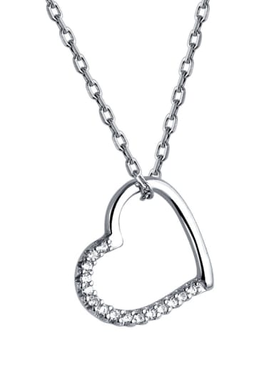 925 Sterling Silver With Cubic Zirconia  Simplistic Heart Locket Necklace