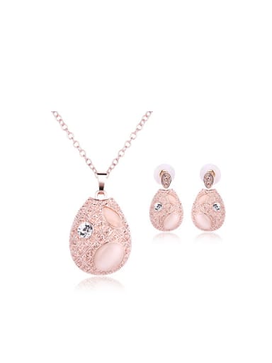 Alloy Rose Gold Plated Trendy style Opal and CZ Two Pieces Jewelry Set