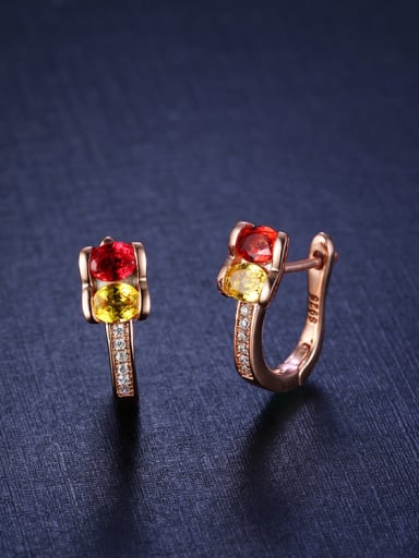 Rose Gold Plated Multi-color Gemstones stud Earring