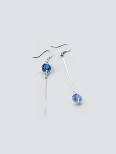 S925 silver synthetic blue crystal drop stud Earring