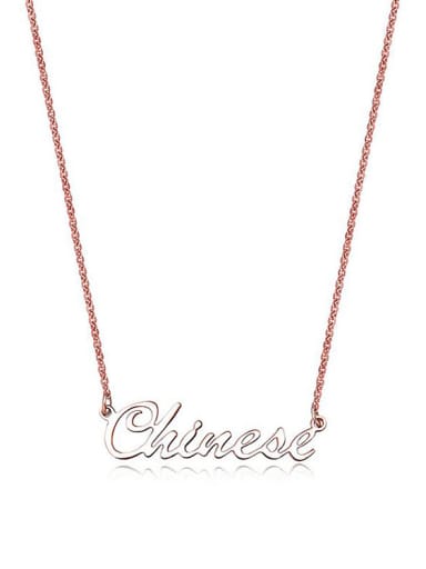 Fashion Titanium Rose Gold Letters Short Necklace