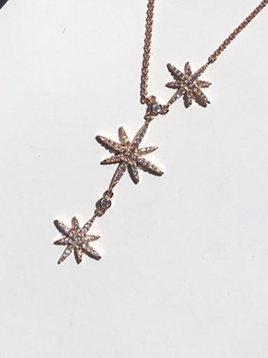 Three Sparking Stars Micro Pave Zircons Stretch  Necklace