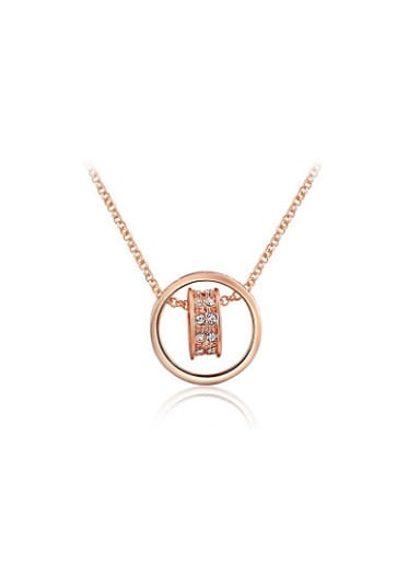 Rose Gold Plated Round Shaped Crystal Necklace
