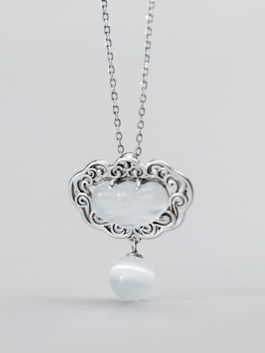 925 Sterling Silver With Antique Silver Plated Vintage Irregular Necklaces