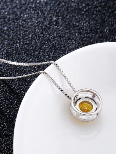 Luxury 925 Silver Round Shaped Zircon Necklace