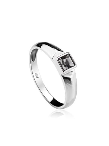 Fashion Black Zircon Silver Ring