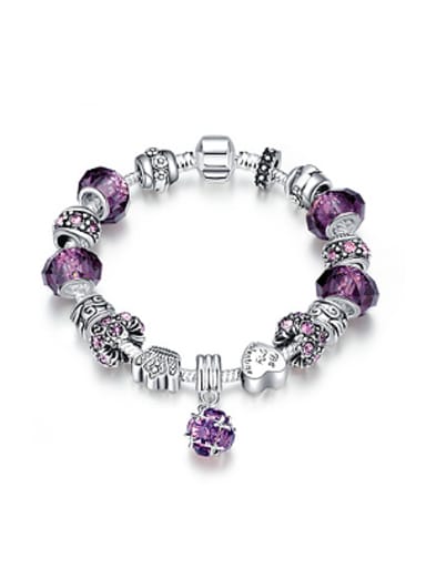 Fashion Pink Glass Beads Zircon Bracelet