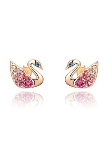Colorful Austria Crystals Swan Shaped Stud Earrings
