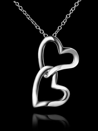 Simple Double Hollow Heart 925 Sterling Silver Pendant