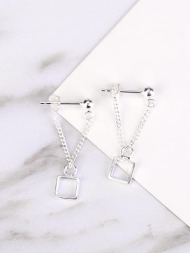 Fashion Hollow Square Silver Earrings