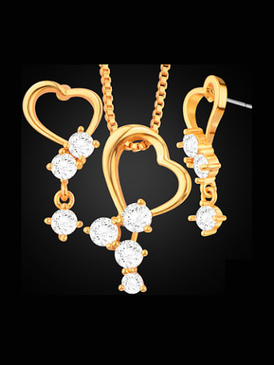 2018 18K Heart shaped Zircon Two Pieces Jewelry Set