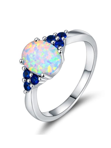 Copper inlay color zirconium opal vintage ring