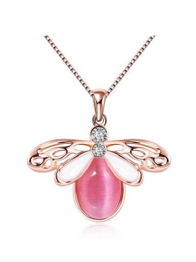 custom Exquisite Dragonfly Shaped Opal Stone Necklace