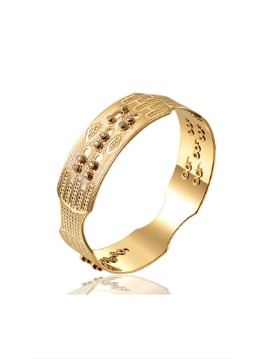 Luxurious Gold Plated Cubic Zirconias Copper Band Bracelet